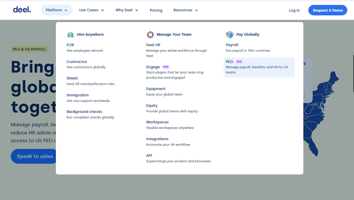 How Deel's US PEO and US Payroll can manage HR services for your US Team